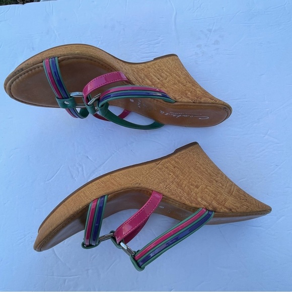 Contessa Sandals Womens Size 8 MultiColor Wedge Italy shoemaker Made In Italy - Picture 11 of 11
